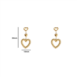 Go Dutch Label oorbellen 3 hearts - 14k