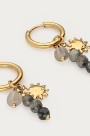 My Jewellery Oorringen met grijze kralen en zon
