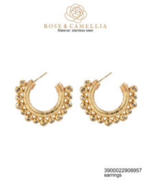 rose en camellia oorbellen hoops bolletjes