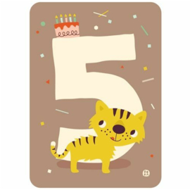 Bora wenskaart | verjaardagskaart 5 jaar tijger