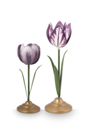 Pip Studio Set/2 Tulp Kandelaars Metaal paars