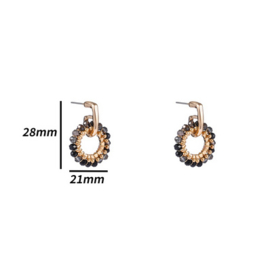 Go Dutch Label oorbellen | small beads circle black mix