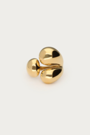 My jewellery Bold ring met driedubbele wikkel & bolling goud verstelbaar