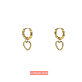 Go Dutch Label Oorbel Hoop + Dot Heart - 14K