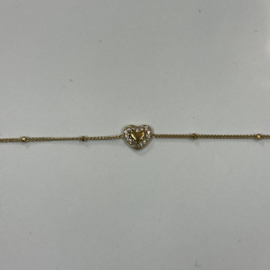 My jewellery armband hartje strass goud