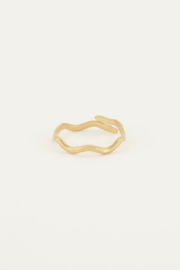 My Jewellery ring | verstelbare mix ring golf structuur goud.