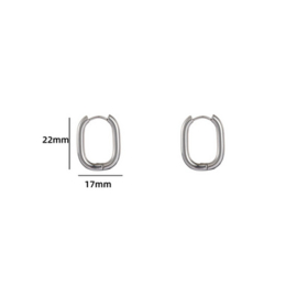 Go Dutch Label oorbellen oval hoop 3 x 22 mm zilver