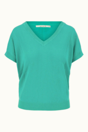 Zusss fijnbrei top met v-hals turquoise