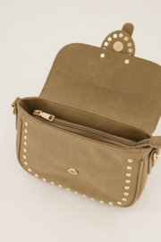 MY Jewellery tas | beige schoudertas met zilverkleurige studs