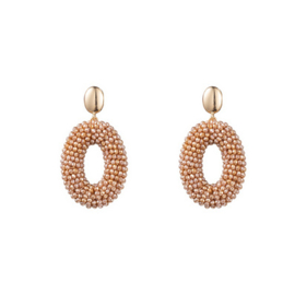 Go Dutch Label oorbellen | full-on beads oval nude goud