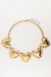 My Jewellery statement ketting met vijf hartjes goud