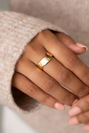 My jewellery verstelbare statement ring met wave goud