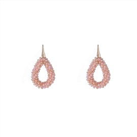 Go Dutch Label oorbellen beads drop - 14K + pink