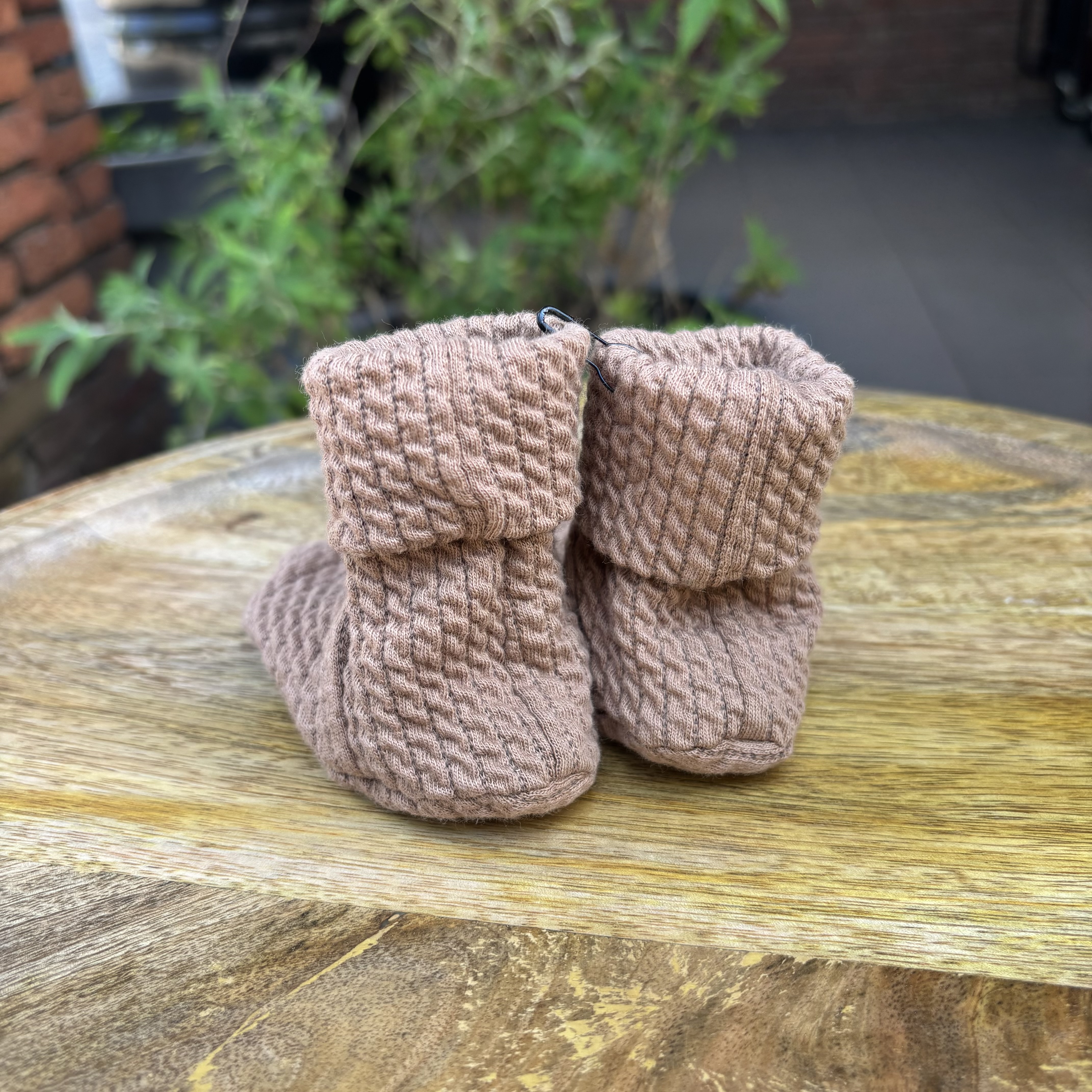 Petite Jenni mousseline slofjes cappuccino/cacao