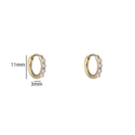 Go Dutch Label oorbellen Pearl Hoop - 10 mm goud