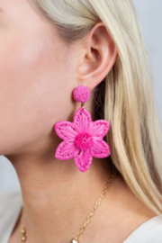 My Jewellery Statement oorhangers met raffia bloem roze