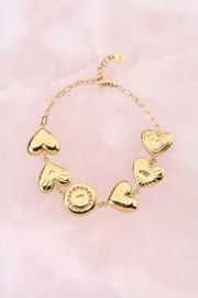 My jewellery armband chunky hartjes goud