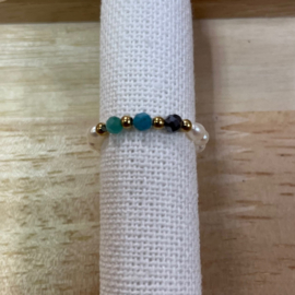 My Jewellery ring | stretch ring goud, blauw en parels.