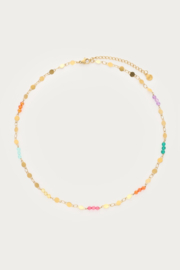 My jewellery Ketting met munt & multikleur kralen goud