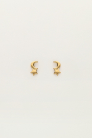 My jewellery oorbellen studs maan ster klein goud