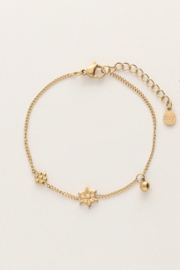 My jewellery armband bloemen en balletje goud