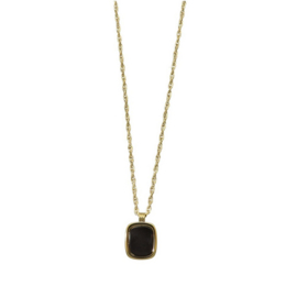 Camps & Camps ketting Chain Necklace With Square Stone black