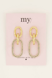 My Jewellery oorhangers met schakels & strass | goud*
