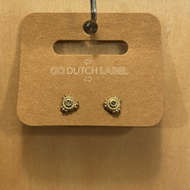 Go Dutch Label oorbellen | knopjes driehoek diamantje goud.