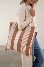 Zusss gestreepte tas camel/ecru