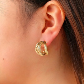 Go Dutch Label oorbellen 3 Lines Creole goud
