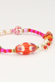 My Jewellery armband | art gekleurde kralen armband goud
