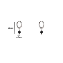 Go Dutch Label oorbellen one bead hoop - rh + black