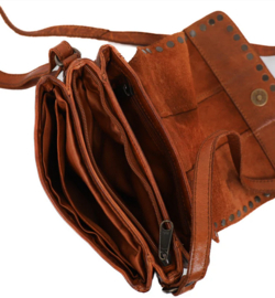 bear design Schoudertasje met studs 'Carlijn' cognac