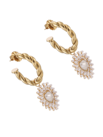 rose en camellia oorbellen hoops hart met parels
