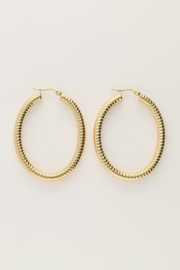 My Jewellery oorbellen | ovale oorringen met ribbels goud