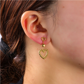 Go Dutch Label oorbellen 3 hearts - 14k