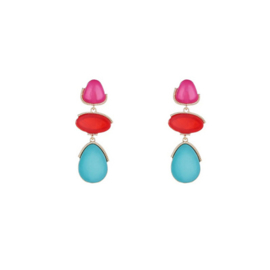 Go Dutch Label oorbellen Pop of colour Dangle - 14K + pink