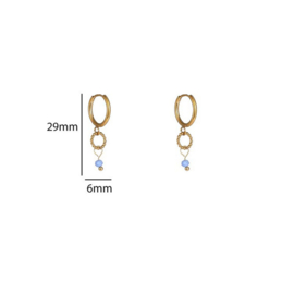 Go Dutch Label oorbellen subtle stone hoop blue - 14k