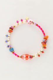 My Jewellery armband | art gekleurde kralen armband goud