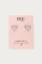 My Jewellery Oorbellen studs open hart zilver