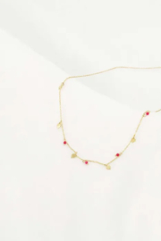 Zusss mooimakers ketting met klavertjes roze rood goud