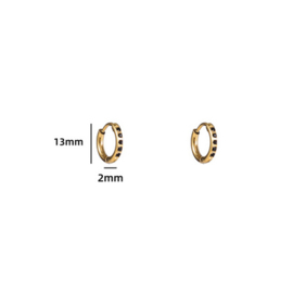 Go Dutch Label oorbellen Sparkle Hoop - 10mm - 14K + black