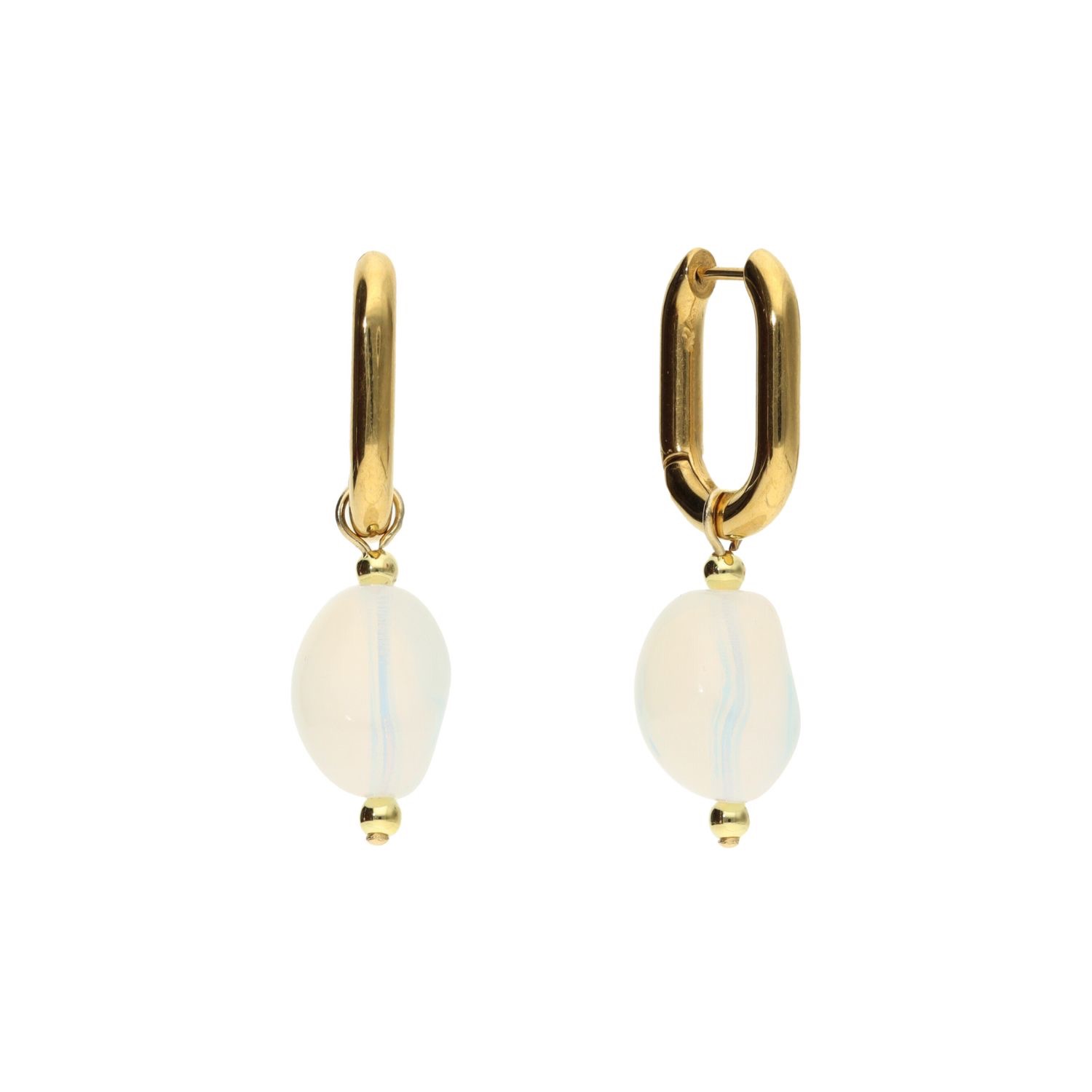 camps & camps oorbellen Glass White Opal