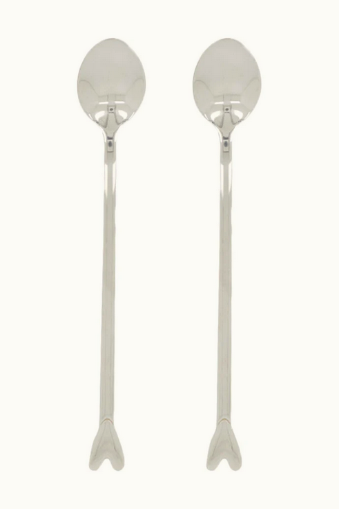 Zusss set van 2 lange lepels hartje zilver