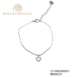 rose & camellia armband hart zilver