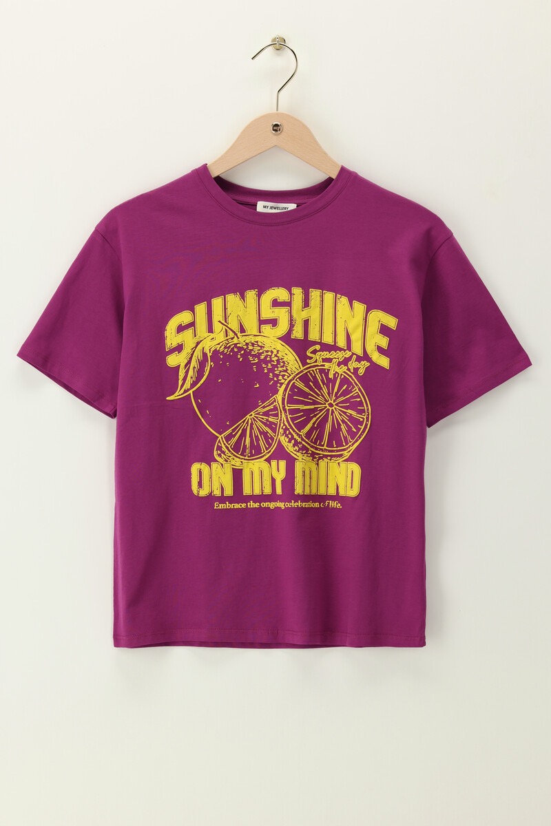 My Jewellery paars T-shirt "Sunshine on my mind"