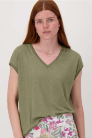 zusss Singlet met lurex boord Mossgreen