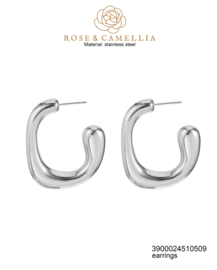 rose en camellia oorbellen hoops zilver
