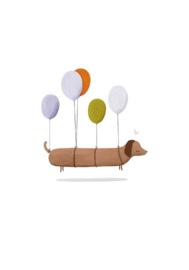 wenskaart klein liefs | teckel met ballonnen