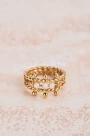 My Jewellery ring | goud statement ring three pearls.